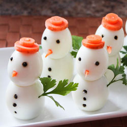 Healthy Holiday Appetizers - Egg Snowmen